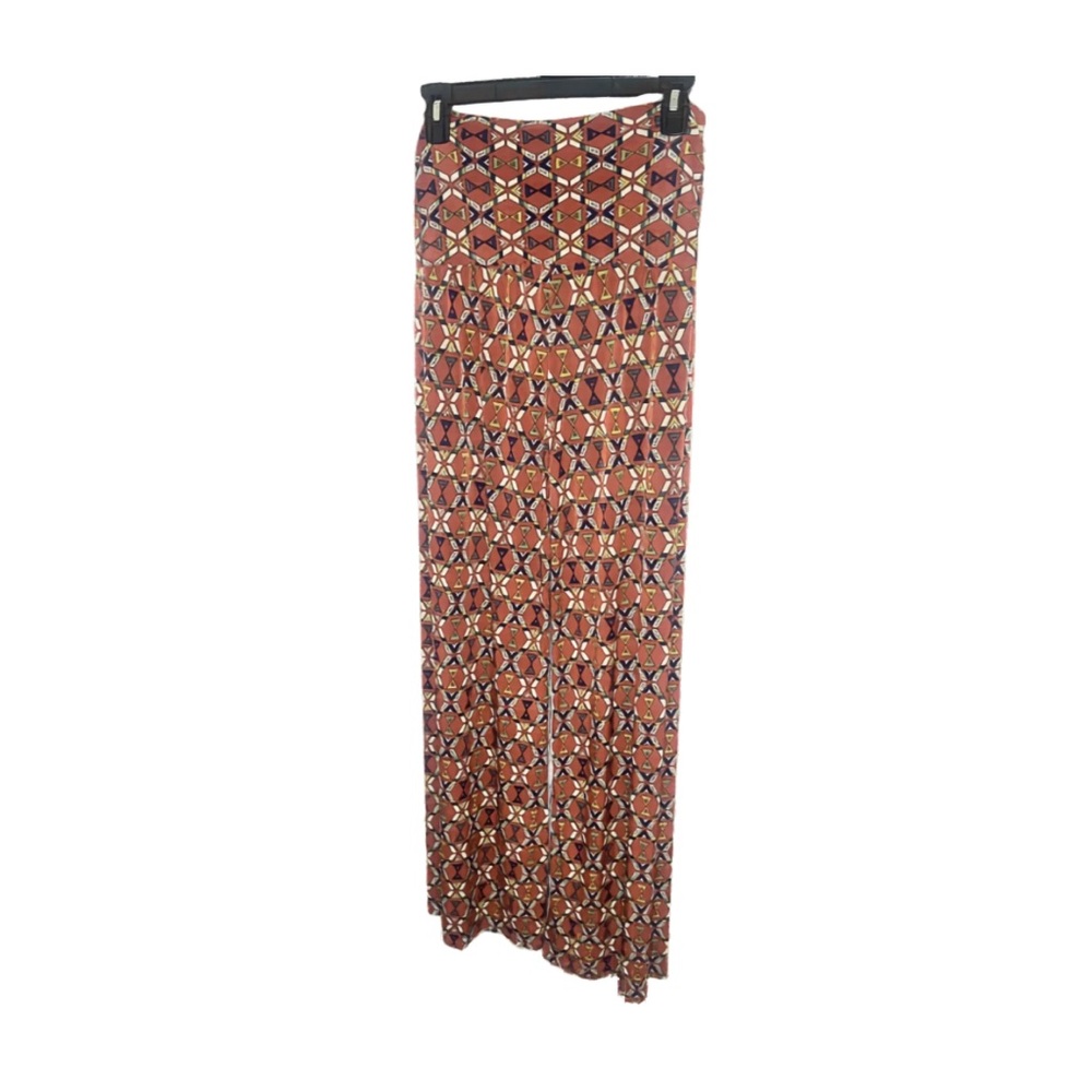 Printed Pants - Rust Geometric Print